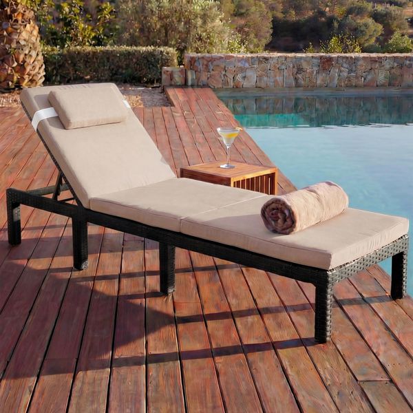 Poly-Rattan Sonnenliege HWC-A51, Relaxliege Gartenliege Liege ~ Premium anthrazit, Kissen creme