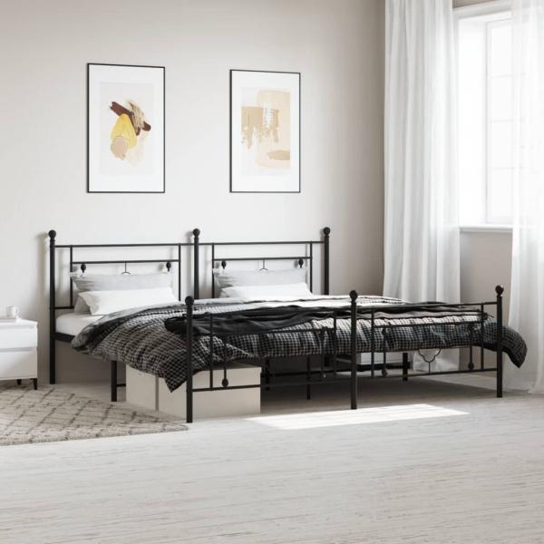 vidaXL Bettgestell mit Kopf- und Fußteil Metall Schwarz 200x200 cm 374364