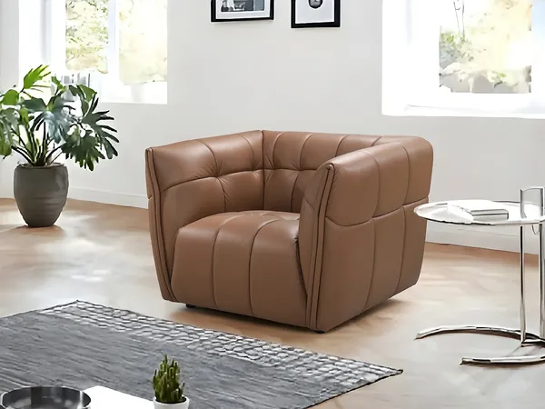 Vente-unique - DUGORI Sessel Leder Braun - B 92,5 cm x H 74 cm x L 106,5 cm