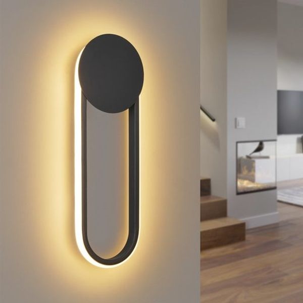 ZMH LED Wandleuchte Innen Wandlampe - 12W Treppenhauslampe 41cm Schwarz Flurlampe Modern Design 3000K Warmweiß Minimalistische Wandbeleuchtung für Schlafzimmer Wohnzimmer Flur Treppenhaus Küche