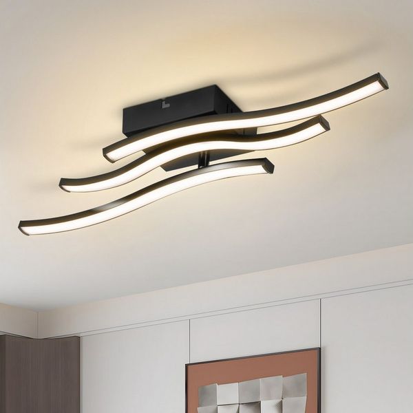 Nettlife LED Deckenleuchte Schwarz 6W Flurlampe Modern 3000K Warmweiß, LED fest integriert, Warmweiß, Schlafzimmerlampe Warmweiß LED Deckenbeleuchtung für Küche Flur