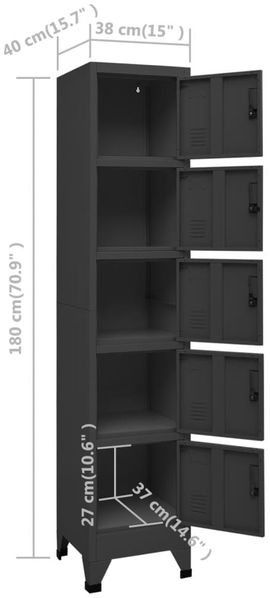vidaXL Schließfachschrank Anthrazit 38 x 40 x 180 cm Stahl [339791] Bild 8