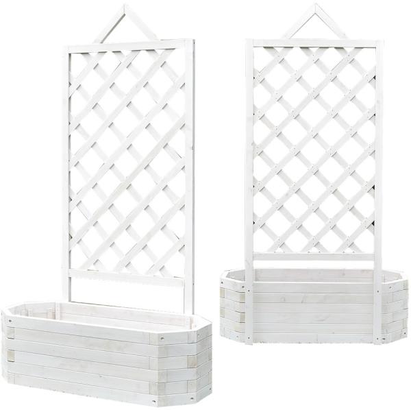 Rankgitter Spalier Rosenbogen Rankhilfe Holz Rankkasten Rosengitter Pflanzkasten Blumenständer Pflanzkasten Blumenkübel Kübel - Weiß Bild 2