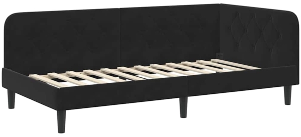 vidaXL Eckbettgestell mit Kopfteil Schwarz 100 x 200 cm Samt 42016621