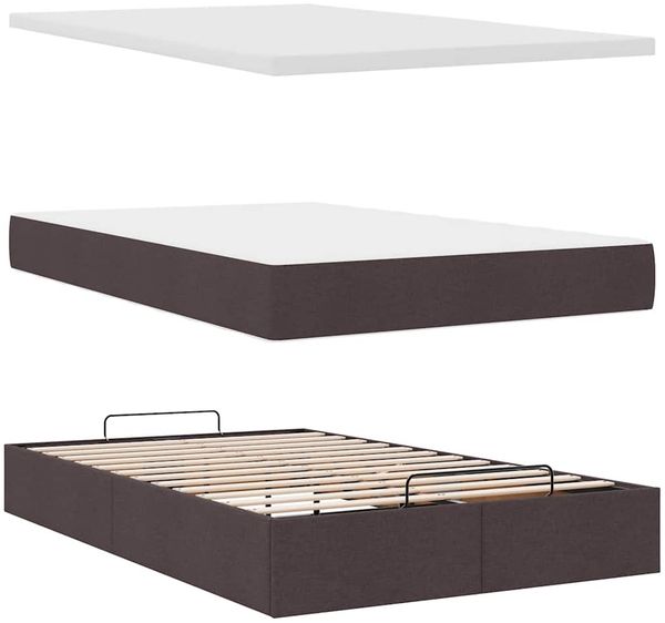 vidaXL Ottoman-Bett mit Matratze Dunkelbraun 120x190 cm Stoff 3311528 Bild 8