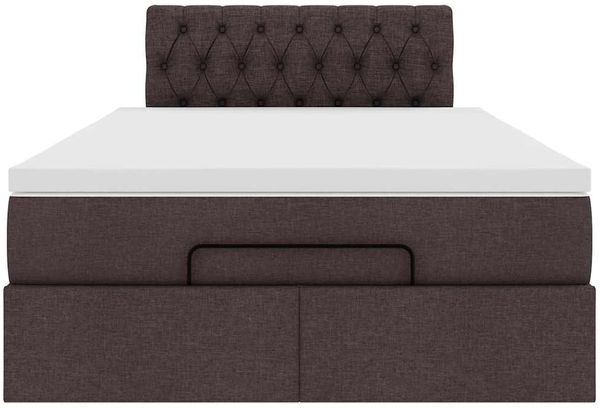 vidaXL Ottoman-Bett mit Matratze Dunkelbraun 120x190 cm Stoff 3311528 Bild 7