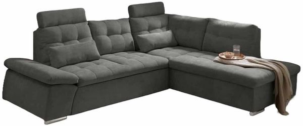 Ecksofa Couch NALO Sofa Schlafcouch Bettsofa braun-schwarz (stone) L-Form rechts Bild 5