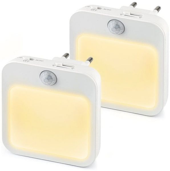 MUPOO LED Steckdosenleuchte Nachtlicht Steckdose mit Bewegungsmelder,3 Modi (EIN/AUTO/AUS), Steckdose,0%-100% Dimmung,Bewegungsmelder, 1/3/6 Stück LED Nachtlicht Kinder