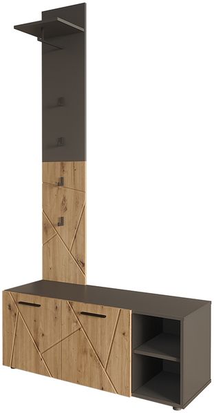 Garderobe Irma Anthrazit/Artisan 106 x 43 cm Set mit Schuhschrank und Garderobenpaneel Vicco