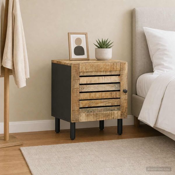vidaXL Nachttisch Natur 40 x 33 x 46 cm Massivholz Mango 4018840