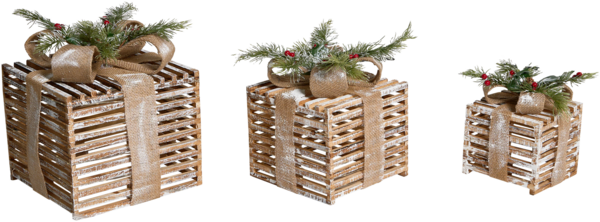 Weihnachtsdekoration 3er Set LED ROINE Weihnachtsgeschenke 15 20 25 cm Braun