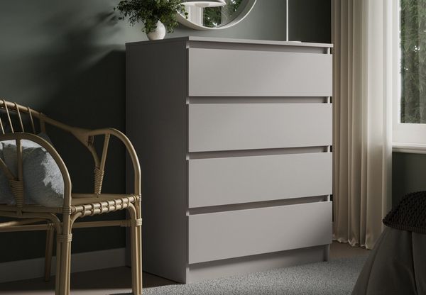 Home Collective Kommode mit 4 Schubladen Kommode schmal Holz Schrank (Highboard Anrichte Schlafzimmer Wohnzimmer Flur Büro Organizer), Kommode 76 cm breit Schrank mit Schubladen Sideboard Kaschmir