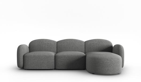 Micadoni Ecksofa Blair 4-Sitzer Rechts Chenille Dunkelgrau Melange