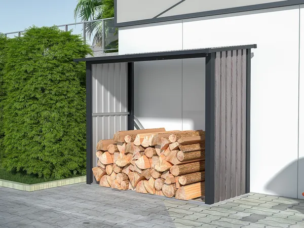 Vente-unique - BIRWOOD Gartenhaus Metall GrauBraun - B 75 cm x H 156 cm x L 170 cm