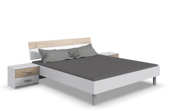 Bettanlage >Budapest< Liegefl. 160x200cm, Weiß / Hickory-Eiche-Dekor - 273x81x210cm (B/H/T)