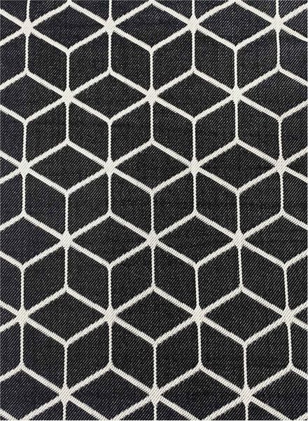 Vimoda Outdoorteppich In- & Outdoor Teppich Bienenstock Optik Raute Muster, für Balkon Küche, Rechteckig, Höhe: 4.5 mm, Robuster Flachgewebe Läufer Outdoor in Creme & Schwarz