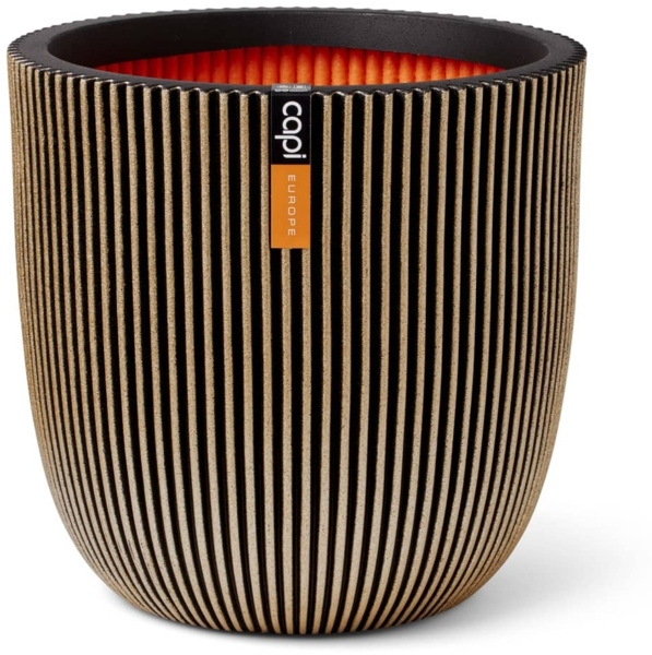 Capi Pflanzgefäß Groove 35x34 cm Schwarz und Golden 445486