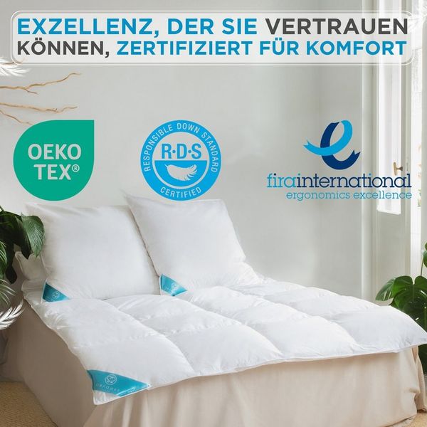 Sandaro Home Federkopfkissen 2000 gr, 100% FEDERFÜLLUNG, 80 x 80 cm, Füllung: 100% Federn, Bezug: Baumwolle