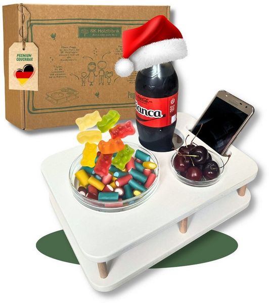 PEGSEN Tablett Couchbar Snackbar YOLO mit 2 Glasschalen Snacktablett, praktisch & stabil