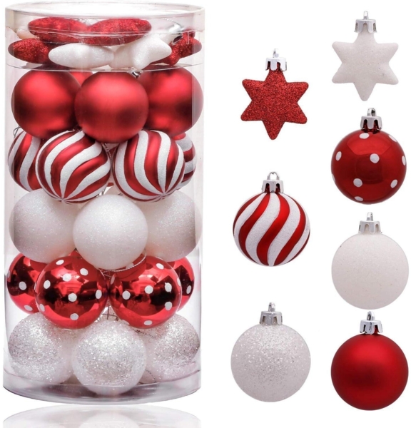 35tlg. Weihnachtskugeln Christbaumkugeln Set 5cm Plastik Dekoration Rot