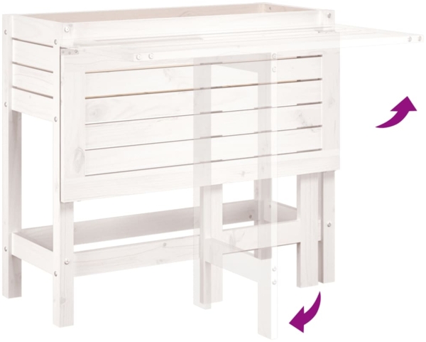 vidaXL Pflanzkasten mit Klappbarer Tischplatte Weiß Massivholz Kiefer 825122 Bild 6