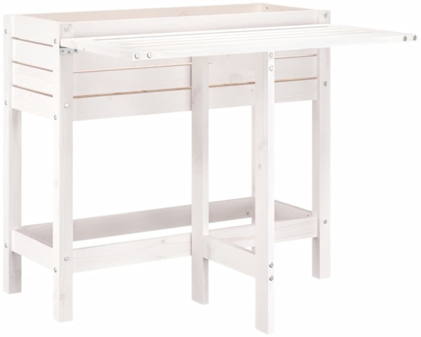 vidaXL Pflanzkasten mit Klappbarer Tischplatte Weiß Massivholz Kiefer 825122 Bild 1