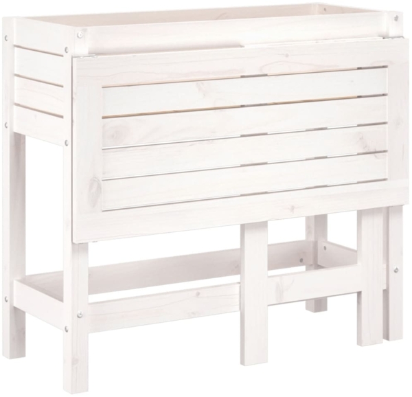 vidaXL Pflanzkasten mit Klappbarer Tischplatte Weiß Massivholz Kiefer 825122 Bild 7