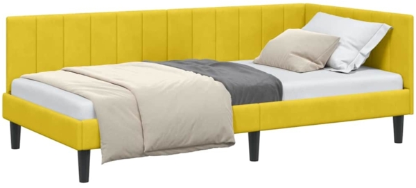 vidaXL Eckbettgestell mit Kopfteil Gelb 90 cm x 200 cm Stoff 42016354 Bild 2