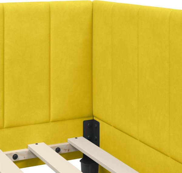 vidaXL Eckbettgestell mit Kopfteil Gelb 90 cm x 200 cm Stoff 42016354 Bild 7