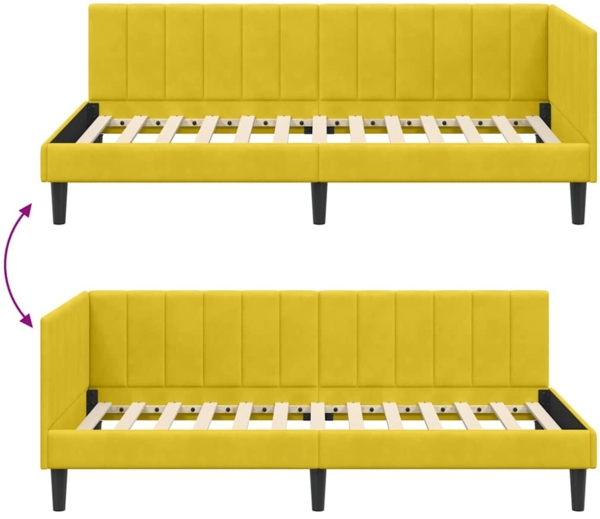 vidaXL Eckbettgestell mit Kopfteil Gelb 90 cm x 200 cm Stoff 42016354 Bild 8