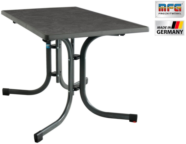 MFG Freizeitmöbel Gartentisch MFG Boulevard-Klapptisch 110x70 cm, anthrazit/schiefer, Wetterfeste Melanin-Platte mit stoßfester Kante