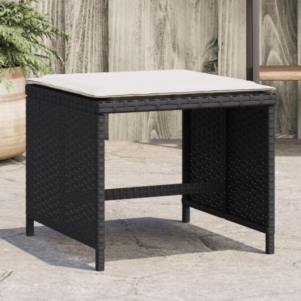 vidaXL Gartenhocker mit Kissen 4 Stk. Schwarz 40x40x35 cm Poly Rattan 4007483