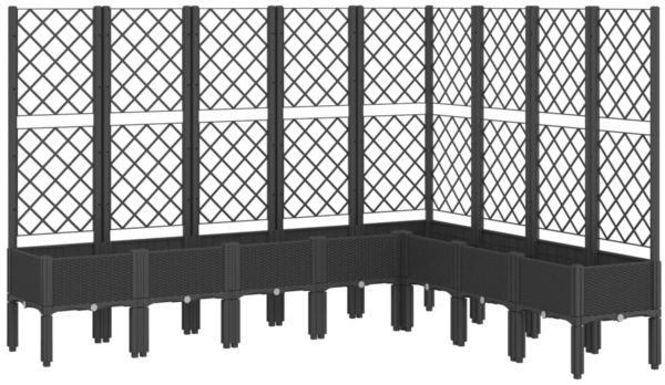 vidaXL Pflanzkübel mit Rankgitter Schwarz 200x160x142 cm PP 367943