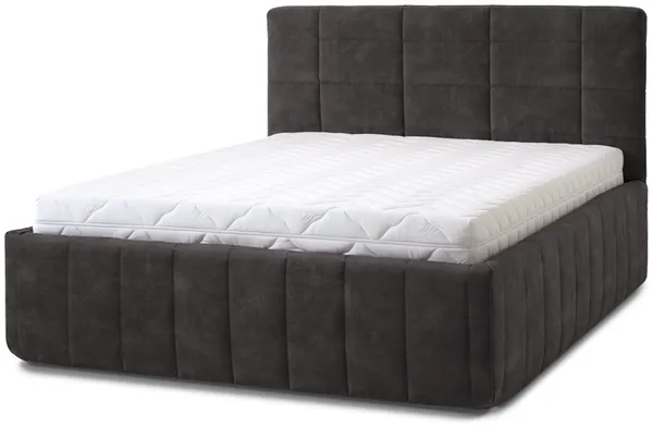 Letti Moderni Polsterbett Reta Grande 180x200 Plüsch Anthracite – Eleganz, Komfort & großer Stauraum - 180x200