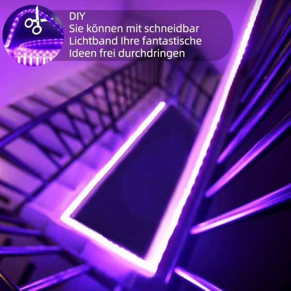 ZMH RGB LED Strip 20m: 16 Mio Selbstklebend Streifen APP Steuerung Bluetooth Licht Bänder mit Fernbedienung Dimmbar Lichtleiste TV Hintergrundbeleuchtung Musik Sync für Party Valentinstag Deko Bild 6
