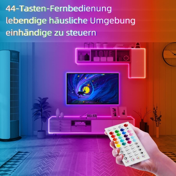 ZMH RGB LED Strip 20m: 16 Mio Selbstklebend Streifen APP Steuerung Bluetooth Licht Bänder mit Fernbedienung Dimmbar Lichtleiste TV Hintergrundbeleuchtung Musik Sync für Party Valentinstag Deko Bild 4