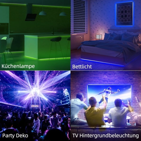 ZMH RGB LED Strip 20m: 16 Mio Selbstklebend Streifen APP Steuerung Bluetooth Licht Bänder mit Fernbedienung Dimmbar Lichtleiste TV Hintergrundbeleuchtung Musik Sync für Party Valentinstag Deko Bild 9