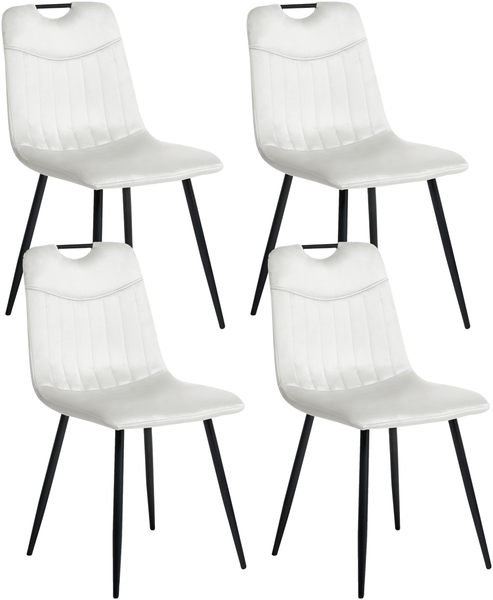 Esszimmerstuhl 4er Set ARGYLE Samtstoff Cremeweiß