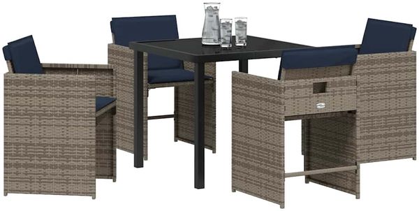 vidaXL Garten Essgruppe mit Kissen 5 pcs Grau Poly-Rattan 3380000 Bild 3