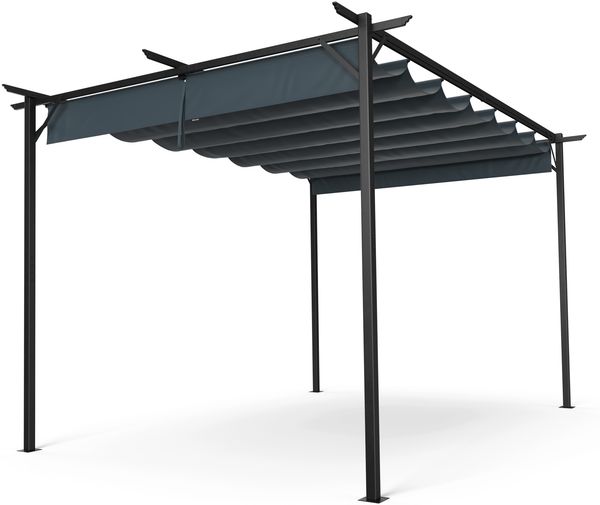 Blumfeldt Pergola 3x4 m, Wetterfestes Polyesterdach & Pulverbeschichteter Stahlrahmen, Ganzjährig Nutzbar, Einfache Montage, Stabiler Schutz Für Garten & Terrasse