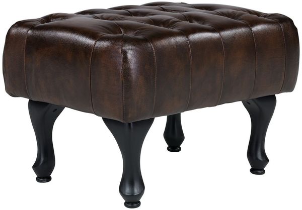 massivum Chesterfield Hocker Pittsfield braun 60x42x45 cm Echtleder Sitzhocker Fußhocker Lederhocker Wohnzimmer Herrenzimmer
