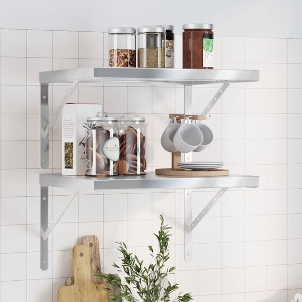 vidaXL Wandregale 2 Stk. 50x40 cm Silbern Edelstahl 3214508