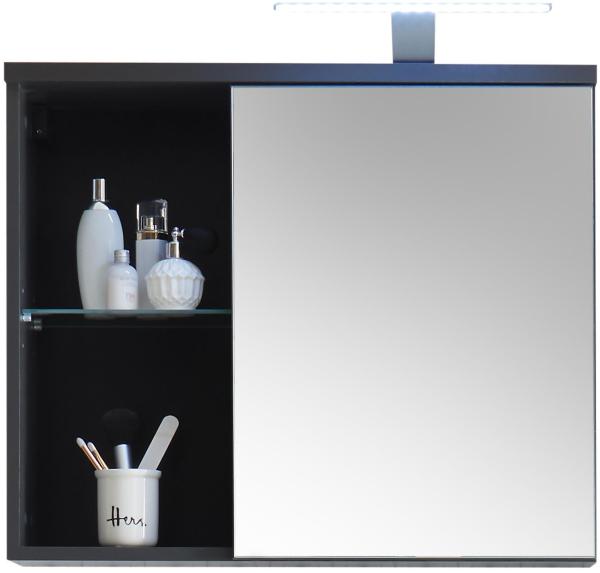 Badezimmerspiegelschrank >Grey< in Glas Grau - 69x60x25 (BxHxT)