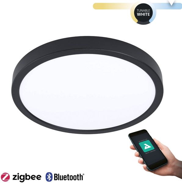 Eglo 900126 LED Aufbauleuchte ARGOLIS-Z schwarz H:3cm Ø:28. 5cm dimmbar IP44 2700-6500K mit Connect Z Funktion