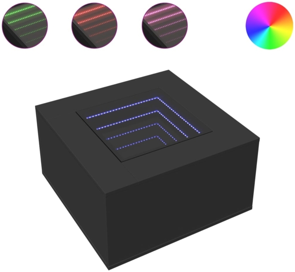 vidaXL LED-Couchtisch Schwarz 60x60x40 cm Holzwerkstoff 847568