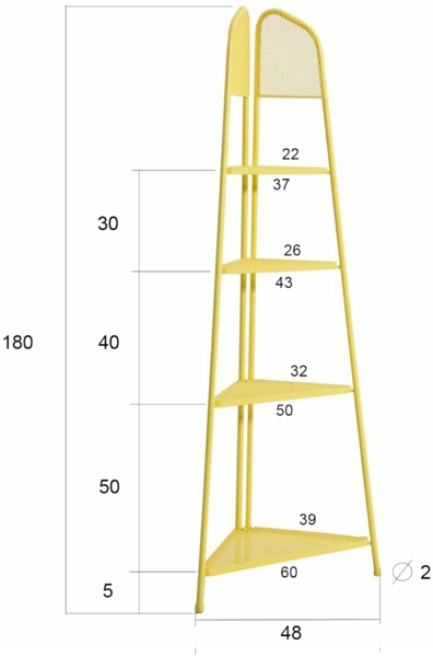 MWH Eckregal Ekko gelb 180x48x48 cm Bild 2