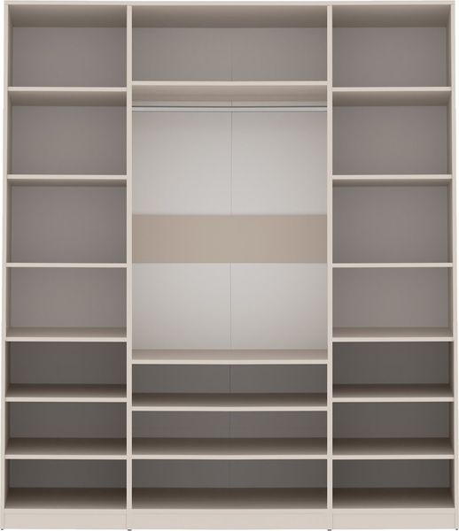 Marmex Möbel TRES SET W offener Mehrzweckschrank-Set für Kleidung, Schuhe, Kleiderschrank mit Einlegeböden, Kleiderstangen, laminierte Spanplatte, graubeige cashmere, 180x206x51 cm