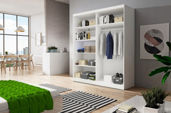 MOEBLO Kleiderschrank LARA 07 (mit Spiegel Schwebetürenschrank 2-türig Schrank mit vielen Einlegeböden und Kleiderstange Garderobe Schiebtüren Schlafzimmer 2-türig Schrank, Schlafzimmer-Wohnzimmerschrank Modern Design Schwebetürenschrank), (BxHxT): 150... Bild 2