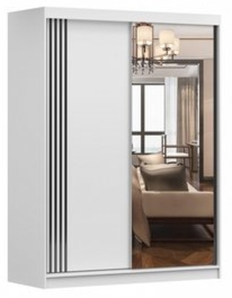 MOEBLO Kleiderschrank LARA 07 (mit Spiegel Schwebetürenschrank 2-türig Schrank mit vielen Einlegeböden und Kleiderstange Garderobe Schiebtüren Schlafzimmer 2-türig Schrank, Schlafzimmer-Wohnzimmerschrank Modern Design Schwebetürenschrank), (BxHxT): 150... Bild 6