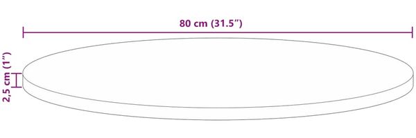 vidaXL Tischplatte Ø 80x2,5 cm Rund Altholz Massiv 370042 Bild 9